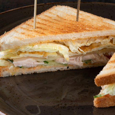 Toasted sandwich cut in half